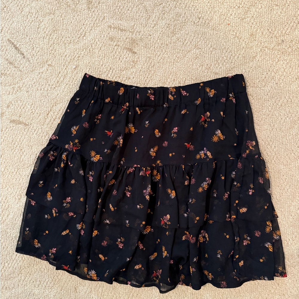 NWT-Free People Mini Skirt with Ruffled Tiers and flowers